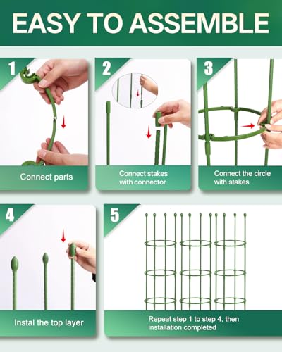3 Pack Tomato Cage, Up to 59 Inch Adjustable Metal Tomato Cages for Garden - size: 3 Pack-59in