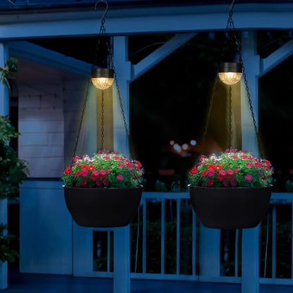 SUNNYPARK 2 Pack Solar Hanging Planters for Plants Outdoor - color: Black