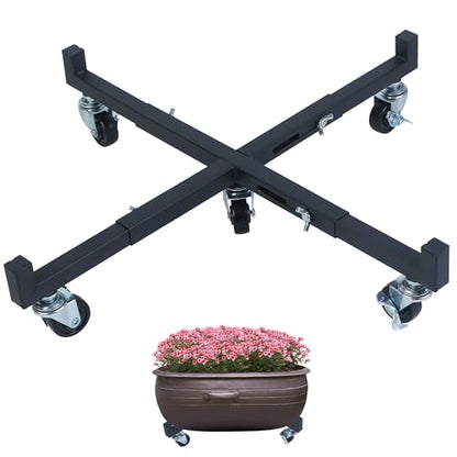 Heavy Duty Plant Stand with Wheels, Adjustable Caster Rolling Caddy
