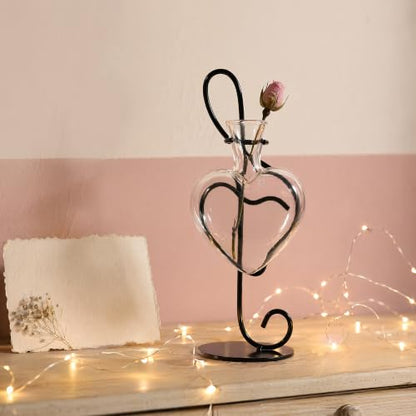 Music Note Propagation Station with Heart Glass Vase& Metal Stand - color: Music Note