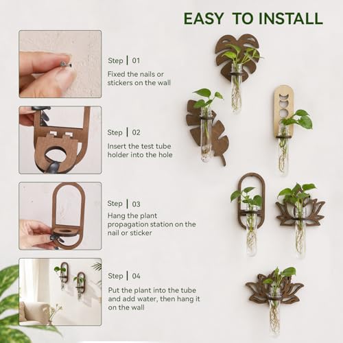 Artilady Plant Propagation Station Wall Hanging, Planter Terrariums Tube - color: Oval