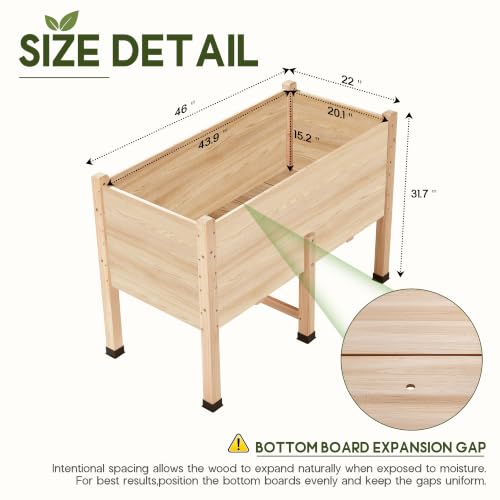AMERLIFE 4x2 Ft Raised Garden Bed with Legs and Drainage Holes - color: Light Wood, size: 4x2 FT-16 In Depth