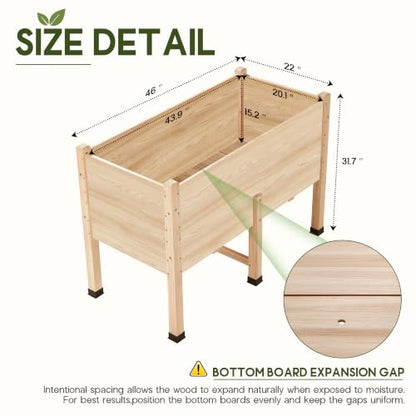 AMERLIFE 4x2 Ft Raised Garden Bed with Legs and Drainage Holes - color: Light Wood, size: 4x2 FT-16 In Depth