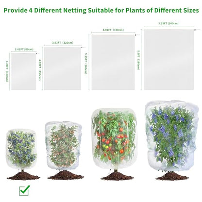 afzdby Garden Mesh Netting with Drawstring,Plants Cover Protection from Anti Birds,Bugs,Cicadas,and Insects-Pest Barrier Bag for Blueberry Bushes,Citrus,Tomatoes,Vegetables,Fruit Tree and Orange - size: 2.62×3.28FT