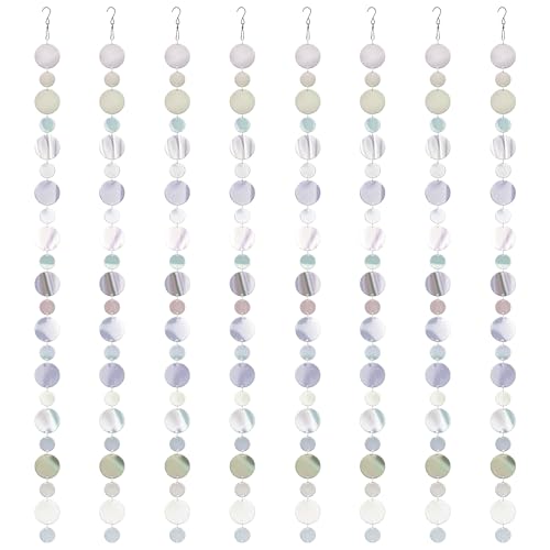 Iridescent Streamer Reflective Bird Scare Discs, Double-Sided Bird Deterrents for Outside, 8 Pack, Reflectors to Keep Birds, Geese, and Pigeons, Away from Your House, Garden, Wharf, and Patio.