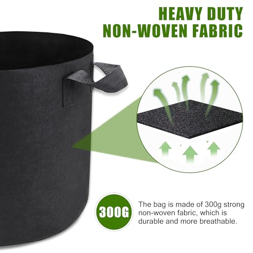 12-Pack 10 Gallon Plant Grow Bags, Heavy Duty Aeration Fabric Pots with Handles for Garden and Planting - size: 10 Gallon