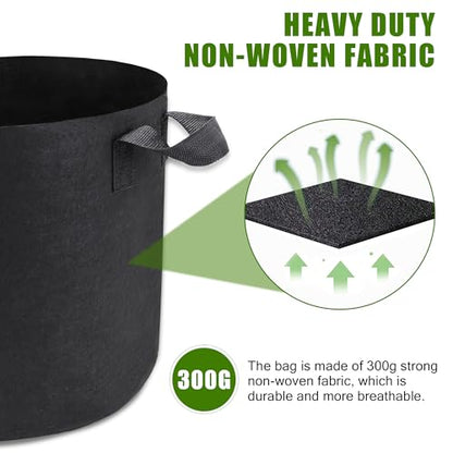 24-Pack 3 Gallon Grow Bags, Heavy Duty Aeration Fabric Pots with Handles for Garden and Planting, Pots for Plant - size: 3 Gallon