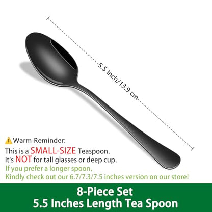 DEHOV 5.5 Inch Black Small Coffee & Tea & Demitasse Spoons Set of 8 - color: Black
