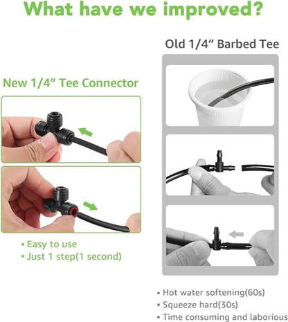 15Pack Quick Connect 1/4" Drip Irrigation Tee Connectors - size: 15PCS irrigation accessories