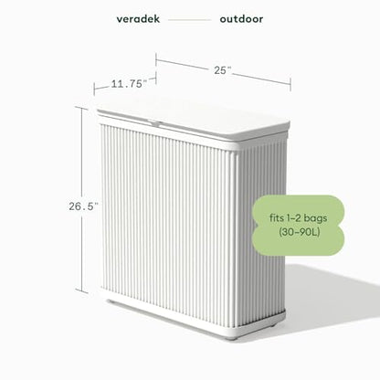 Veradek Tambour Waste Bin - Outdoor Trash Can with Dual Bag System - color: White, size: 25" L x 11.75" W x 26.5" H