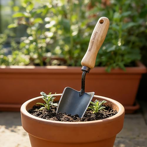 Garden Hand Trowel, Stainless Steel Planting Shovel with Wooden Handle - size: 34.5CM Garden Hand Trowel
