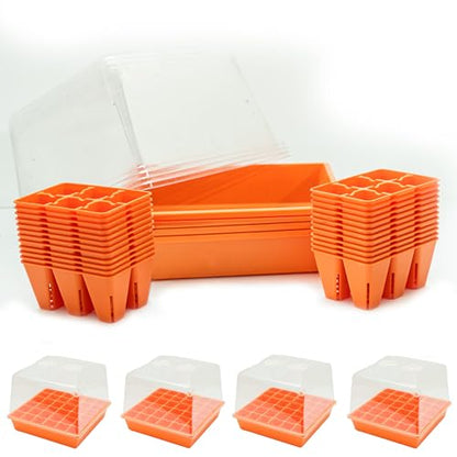 Bootstrap Farmer Countertop Seed Starter Kit in Orange, Reusable 1010 Tray Bundle with Inserts and Humidity Dome - color: Orange
