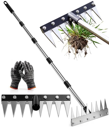 Weeding Rake Puller Tool for Garden,Heavy Duty Iron Weed Puller Cutter Tool - style: 8 Teeth