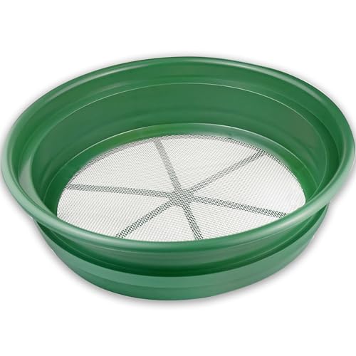 SE Gold Prospecting-Sifting-Panning, 13.25 Inch Wide Stackable Classifier Gold Prospecting Pan, 1/12 Inch Stainless Steel Mesh Sifting Pan, Green - size: 1/12 inch, style: Pans