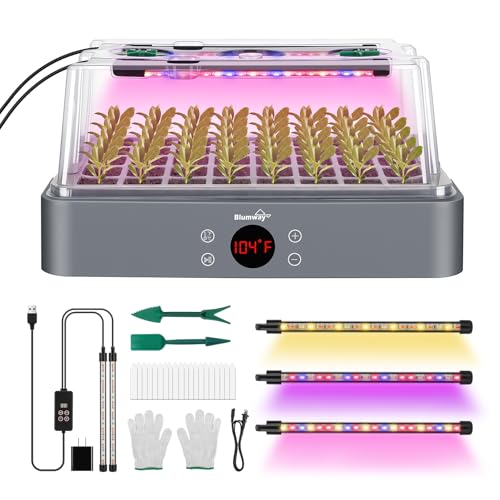 BlumWay 40-Cell Seed Starter Tray with Grow Light, Temperature Display