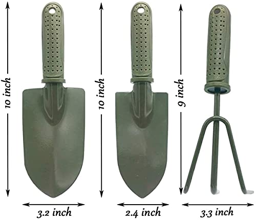 3 in 1 Garden Tool Shovel for Digging Gardening Trowel for Lawn Planting Alloy Spade Plastic Handle Anti Slippery - color: Trowel Rake Set