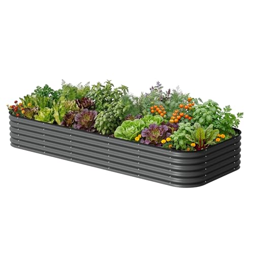 Vego garden 17" Tall 4' x 10' Giant Modular Metal Raised Garden Bed Kit, A King Sized Garden Bed for Vegetables, Flowers, Herbs, Modern Gray - color: Modern Gray, size: 4' x 10'