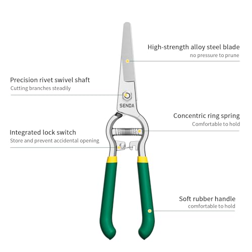 8" Pruning Shears, Dual-Color Coated Garden Scissors with Non-Slip Ergonomic Handle, Bypass Pruning Shears for Gardening, Trimming & Branch Cutting - style: 8'' grape shears