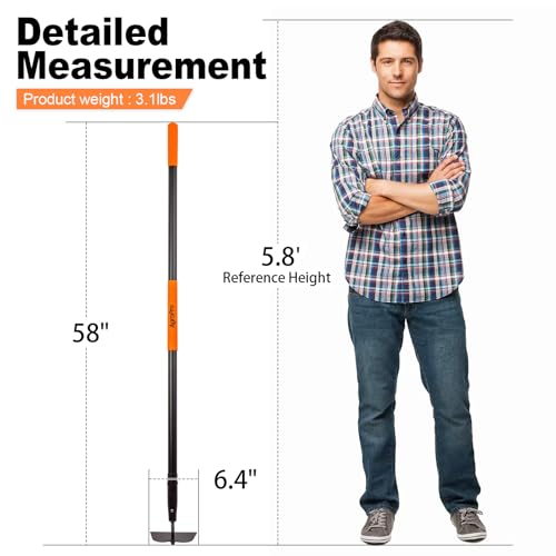 Hoe Garden Tool, Heavy Duty Garden Hoe for Weeding, Metal Garden Hoe with Long Handle, 58 Inches