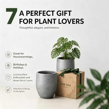Kante Large Round Bullet Pale Gray Concrete Planter 21.7" Tall, Outdoor - color: Gray