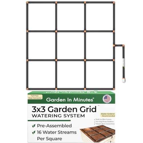 Garden Grid 3x3 | Raised Bed Watering System | Pre-Assembled, Full-Coverage - size: 3x3, style: Standard
