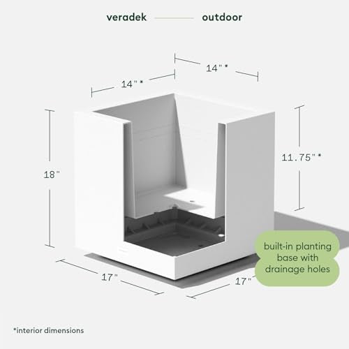 Veradek Block Series Cube Planter - Square Outdoor Planter - color: White, size: Small