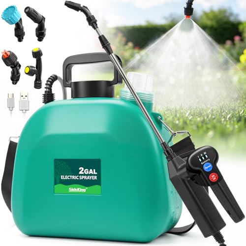 Battery Powered Sprayer 2 Gallon, Electric Pump Sprayer for Lawn & Garden - color: Green, size: 2 Gallon