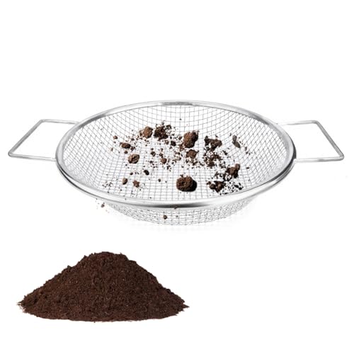 Round Soil Sifter (1/4-inch Mesh) Stainless Steel with Handle