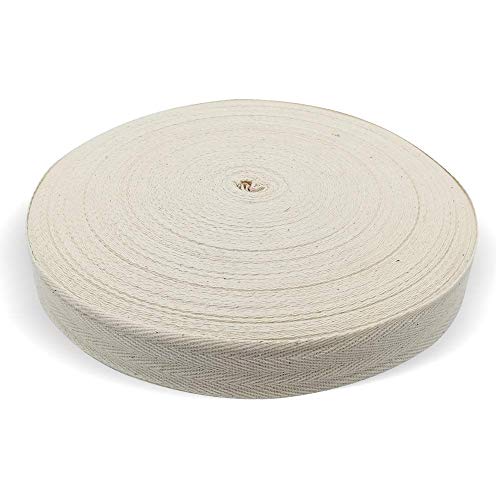 Natural Cotton Twill Tape 55 Yards 1 Inch Bunting Bias Tape Herringbone Webbing Tape Roll for Apron Sewing Dressmaking Craft (Natural White) - color: Natural white, size: 1inch