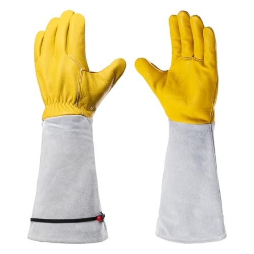 17 Inches Long Leather Gloves Puncture Resistant For Garden & Outdoor Task