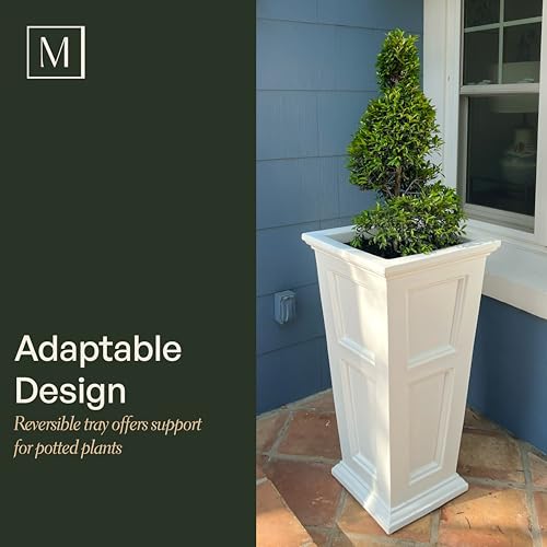 Mayne Fairfield 28in Self-Watering Tall Square Planter, Graphite Grey - color: Graphite Grey