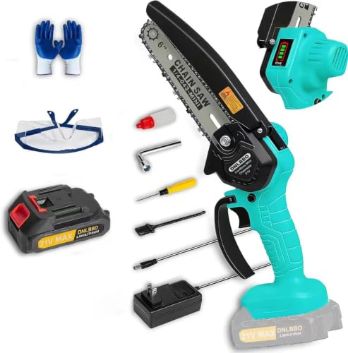 Mini Chainsaw Cordless, 6 IN Lightweight Electric Chainsaw for Wood Cutting - color: Blue01