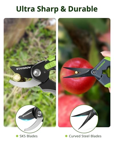 Gardening Scissors, Sharp Plant Trimming Scissors 2 Pack - size: 6.5 Inch Curved & 8.5" Bypass