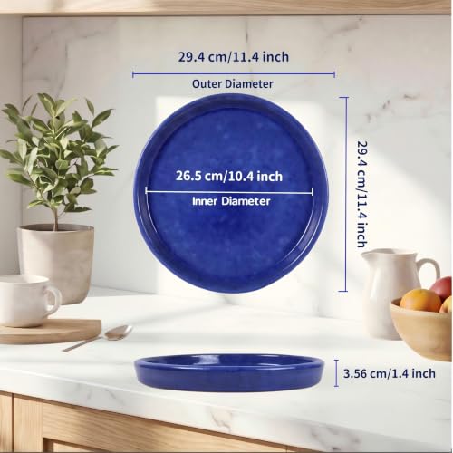 Ceramic Plant Saucer, 11.4 inch, Falling Blue - color: Falling Blue