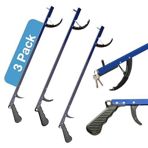 Sammons Preston Reacher, 26" Lightweight Grabber Reacher Tool with Magnetic Tip, Ergonomic Grip & Claw Jaw, Portable Reaching Aid for Seniors, Daily Living & Home Use, Standard Blue, 3 pack - color: 26" Standard, Blue, size: 3 Pack