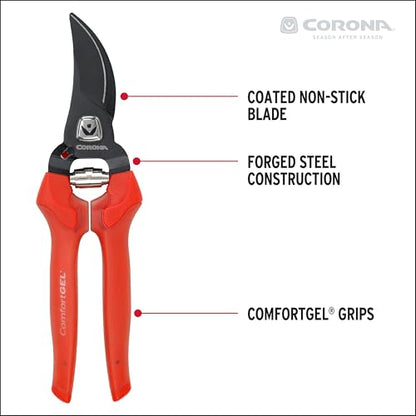 Corona BP 3214D ComfortGEL Bypass Hand Pruner, 3/4-inch cut , Red - size: 3/4 Inch