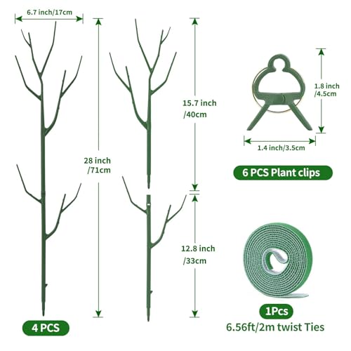 Yhtpouqe 4 Pack Plant Support Stakes, Plant Stakes for Indoor and Outdoor Plants. 28inch Plant Sticks with Extension Poles, Plant Clips, Plant Ties for Potted Monstera Plants, Climbing Plants - size: 28"- 4 Pack