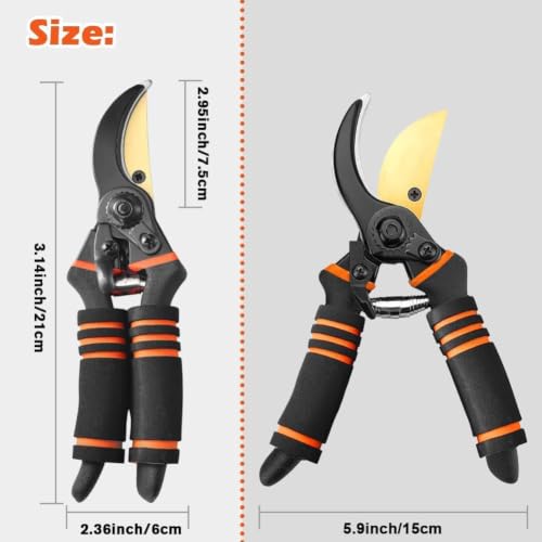 Pruning Shears, Garden Shears,Professional Bypass Pruner Hand Shears Heavy Duty, Garden Clippers,8" Hand Pruners with Foam-Grip Handles,Plant Cutting Scissors for Gardening,Hedge