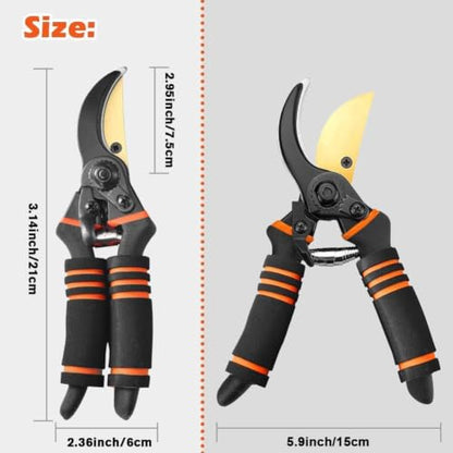 Pruning Shears, Garden Shears,Professional Bypass Pruner Hand Shears Heavy Duty, Garden Clippers,8" Hand Pruners with Foam-Grip Handles,Plant Cutting Scissors for Gardening,Hedge