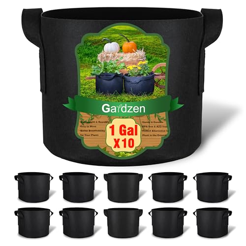 Gardzen 10-Pack 1 Gallon Grow Bags Fabric Pots with Heavy Duty Handles - size: 1 Gallon