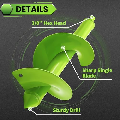 4"x12" Green Garden Auger Drill Bit for Planting, Post Hole Digger - color: Green, size: 4"x12"