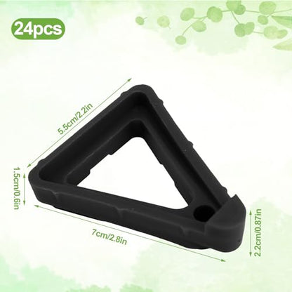 24pcs Plant Pot Feet for Indoor & Outdoor Planters, Triangle Flower Pot Risers Toes Planter Foot Pads Lifters Support for Better Drainage, Air Circulation, and Floor Protection (Black)
