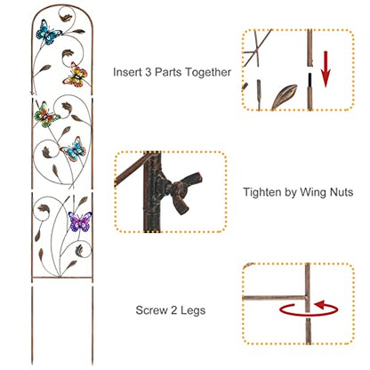 2 Pack Metal Garden Trellis for Climbing Plants - style: Butterfly