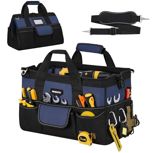 16-Inch Heavy Duty Tool Bag, 22 Pockets Empty Tool Box Organizer Storage, Soft Large Tote Toolbox Organization Portable Handle Carry Drill Toolbag for Handyman Home DIYer, Dad Men Gifts, Blue - color: Blue, size: 16 Inch
