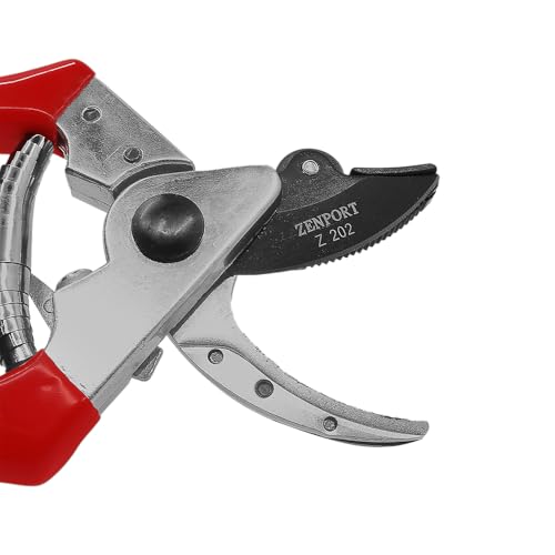 Zenport Z202 Heavy Duty Pruner, Cut-n-Hold, Red Handles, 8-Inch