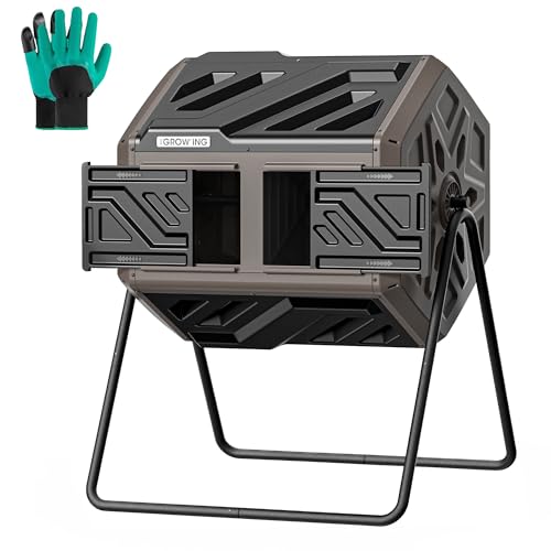 THE Growing 43 Gal Outdoor Compost Bin Tumbler for Backyard Garden, Brown - color: Coffee
