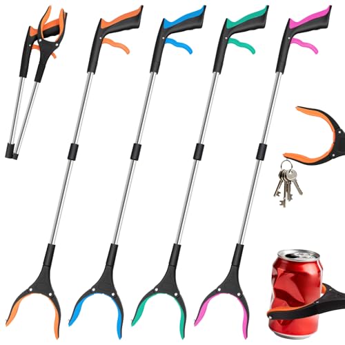 Grabber Reacher Tool - 32” Extra Long Foldable Gripper and Reaching Tool - color: 4-pack（o/B/G/P）