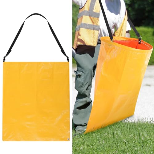Faccito 1 Pack Litter Bag with Shoulder Strap Trash Leaf Bag Holder, Yellow - color: Yellow