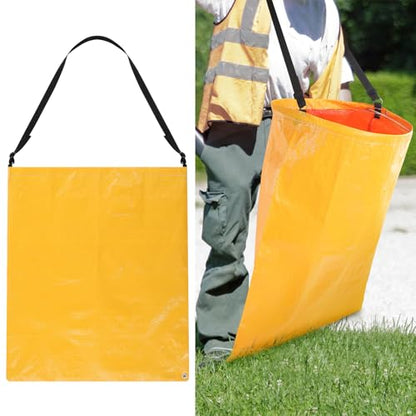 Faccito 1 Pack Litter Bag with Shoulder Strap Trash Leaf Bag Holder, Yellow - color: Yellow