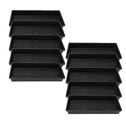 Bootstrap Farmer 1020 Trays (10-Pack), Heavy Duty No-Hole Flats for Microgreens, Fodder & Seedling Propagation - 1.8mm Thick Reusable Plastic - color: Black